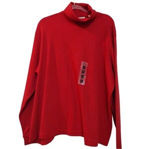 Classic Elements Turtle Neck‎ Top Woman's 24-26W Red Long Sleeves Knit Colorful